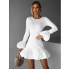 Biele krátke koktailové šaty HUYNH s dlhým rukávom