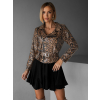 Leopardí flitrovaná biker bunda LEVER (Veľkosť M/L)