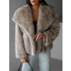 Béžový krátky faux fur kožušinový kabátik MIRTILL s golierom