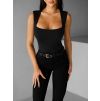 Černé elegantní body DONKO s výstřihem (Veľkosť ONESIZE)