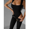 Černé elegantní body DONKO s výstřihem (Veľkosť ONESIZE)