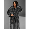 Černý faux fur dlouhý kožešinový kabát KINKA (Veľkosť M/L)