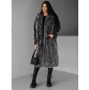 Černý faux fur dlouhý kožešinový kabát KINKA (Veľkosť M/L)