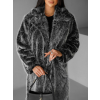 Černý faux fur dlouhý kožešinový kabát KINKA (Veľkosť M/L)