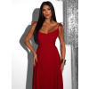Červené dlhé spoločenské šaty LERDISEL na ramienka