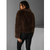 Hnědý krátký faux fur kožešinový kabátek BIHARY (Veľkosť M/L)