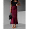 Vínová dlhá saténová sukňa REGENORY