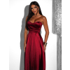 Vínové plesové saténové šaty SYCHAEUS bez ramienok