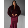 Vínový faux fur krátky kožušinový kabátik KOLODA