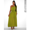 Olivové dlhé asymetrické šaty NAVEL na jedno rameno