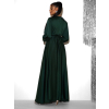 Smaragdové saténové maxi šaty WOMAN s dlhým rukávom