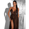118074 4 tmave hnede satenove dlouhe saty fairytale