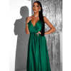 Zelené dlhé saténové šaty PERFECTLY s výstrihom