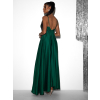 Zelené dlhé saténové šaty PERFECTLY s výstrihom