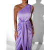 Fialové koktailové asymetrické saténové šaty LIBIOSI