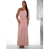 Svetloružové dlhé asymetrické šaty NAVEL