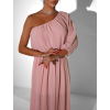 Svetloružové dlhé asymetrické šaty NAVEL