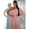 Svetloružové dlhé asymetrické šaty NAVEL
