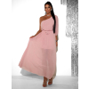 Svetloružové dlhé asymetrické šaty NAVEL