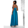 Tyrkysové saténové dlhé šaty PRIMROSE