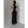 Černé elegantní asymetrické dlouhé šaty DIETER (Veľkosť ONESIZE)