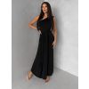 Černé elegantní asymetrické dlouhé šaty DIETER (Veľkosť ONESIZE)