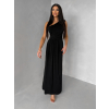 Čierne elegantné asymetrické dlhé šaty DIETER