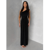 Čierne elegantné asymetrické dlhé šaty DIETER