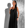 Čierne plisované dlhé elegantné šaty AUSTERE