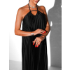Čierne plisované dlhé elegantné šaty AUSTERE