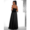 Čierne saténové dlhé šaty SYCHAEUS bez ramienok