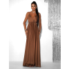 Hnedé dlhé saténové šaty PERFECTLY