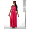 Ružové dlhé saténové šaty PERFECTLY s výstrihom