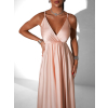 Svetloružové dlhé lesklé šaty PERFECTLY s výstrihom