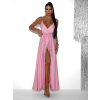 Svetloružové saténové dlhé spoločenské šaty PRIMROSE
