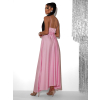 Svetloružové saténové dlhé spoločenské šaty PRIMROSE
