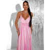 Svetloružové saténové dlhé spoločenské šaty PRIMROSE