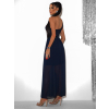Tmavomodré elegantné asymetrické dlhé šaty FLOAT