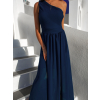 Tmavomodré elegantné asymetrické dlhé šaty FLOAT