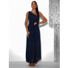 Tmavomodré elegantné asymetrické dlhé šaty FLOAT