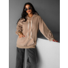 Hnědá basic oversize mikina CRUZY s kapucí (Veľkosť ONESIZE)