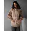 Hnědá basic oversize mikina CRUZY s kapucí (Veľkosť ONESIZE)