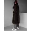 Hnedý faux fur dlhý kožušinový kabát HOAIN