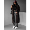 Hnedý faux fur dlhý kožušinový kabát HOAIN