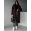 Hnědý faux fur dlouhý kožešinový kabát HOAIN (Veľkosť M/L)