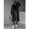 Hnědý faux fur dlouhý kožešinový kabát HOAIN (Veľkosť M/L)