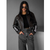 Hnědá koženková biker moto bunda BRUNHILA (Veľkosť ONESIZE)