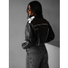Hnědá koženková biker moto bunda BRUNHILA (Veľkosť ONESIZE)