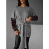 Šedá stylová oversize mikina BARBARA (Veľkosť ONESIZE)