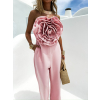 Ružový spoločenský overal SEMEON s kvetinou
